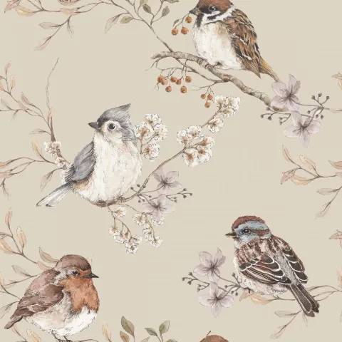 Tapet Birds Beige