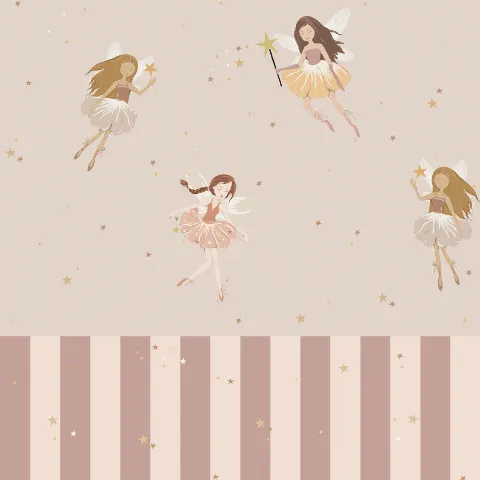 Tapet Fairies Beige And Stripes